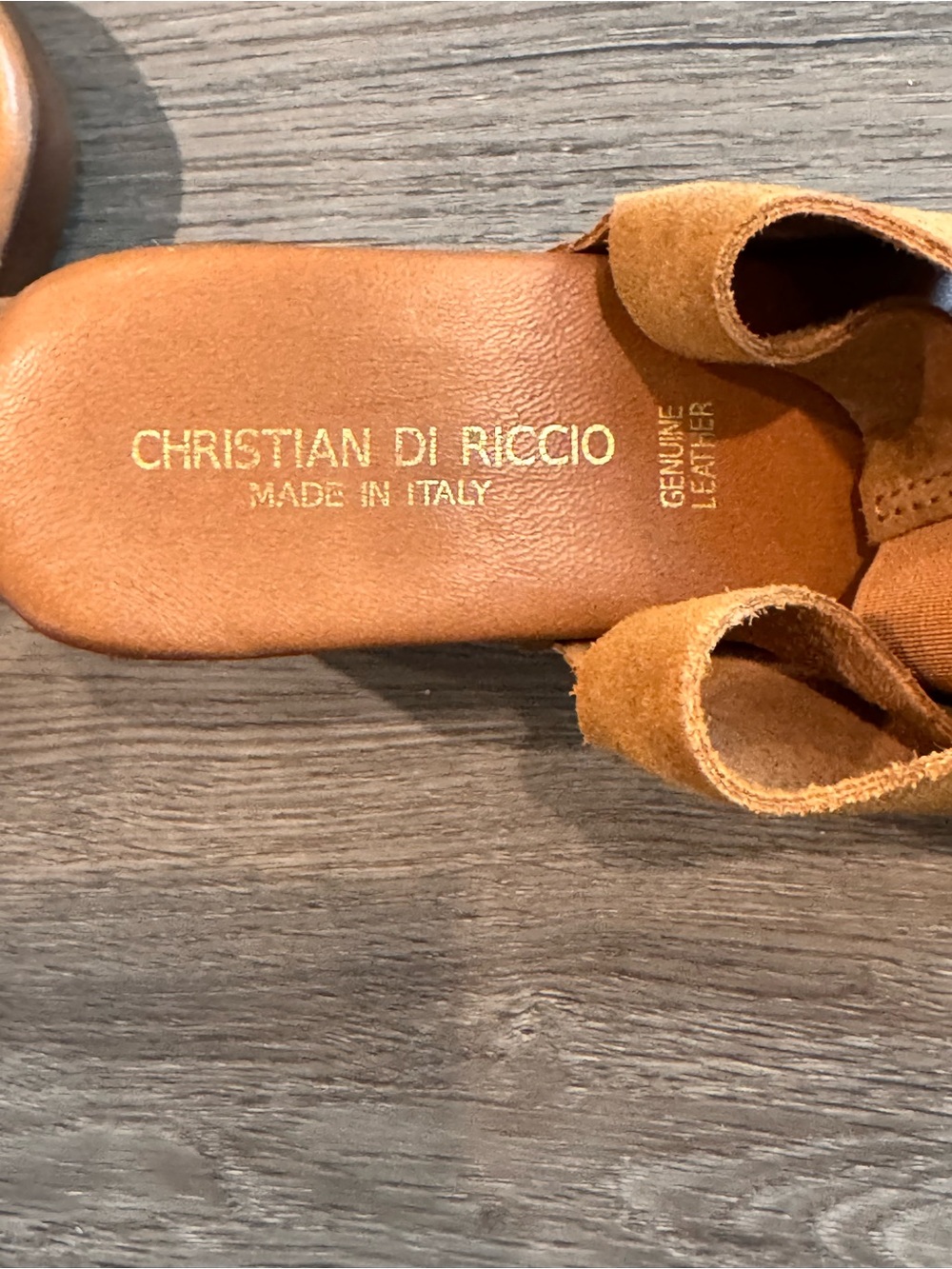 Suede Tan Studded Slingback Block Heel Sandal - Picture 4 of 6